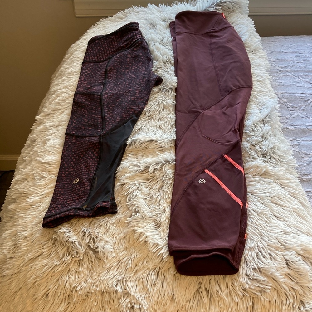 Lululemon Maroon and Black Leggings Set